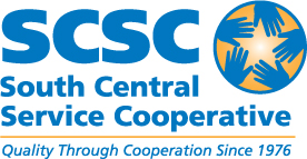 South Central Service Cooperative (SCSC) logo with a blue and gold globe icon and the tagline 